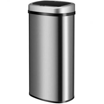 Juskys Auto‑Clean 70L – Elektrischer Mülleimer mit Bewegungssensor und Rechteck-Design (Silber)