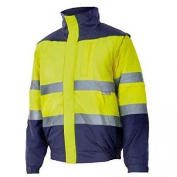 Cazadora de Trabajo XL Acolchada Amarillo Flúor y Azul Marino