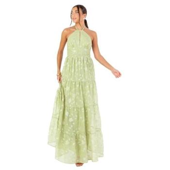 Women’s Maya Mint Floral Halter Maxi with Self‑Tie – Deluxe Edition