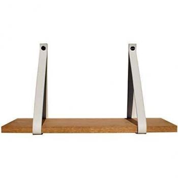 Étagère Murale Design Chêne 60 x 19 Cuir Blanc