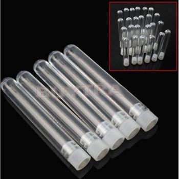 20 PCS 12x75mm Clear Plastic Test Tubes with Lid