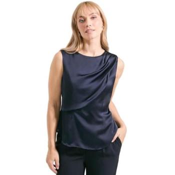 Navy Women's Caped Top with Hammered Satin Finish, Size 12