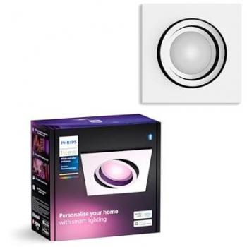 Philips Hue Centura Smart Einbauspot eckig, 4.2W, dimmbar, 16 Mio. Farben, Bluetooth & App-Steuerung, weiß