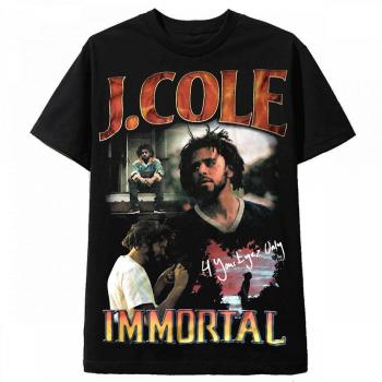 Tee Shirt Noir Style Vintage RockShark J Cole Inoubliable