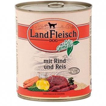 LandFleisch Dog Pur mit Geflügel & Reis, 800g Dose