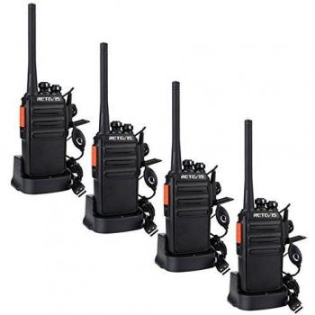 Retevis RT24 Plus 4 Stück Schwarz Walkie Talkie mit Headset Walkie Talkies Erwachsene 16 Kanäle IPx4 Wetterschutz PMR Handfunkgerät Lizenzfrei Wiederaufladbar USB Ladeschale Walkie Talkie mit
