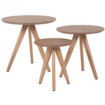 Mesa de centro redonda de madera clara estilo escandinavo Vegas