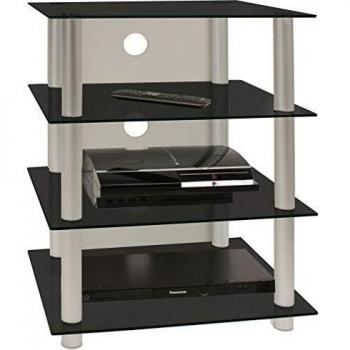 Cabinet Phono Rack VCM con Cubierta de Cristal Negro