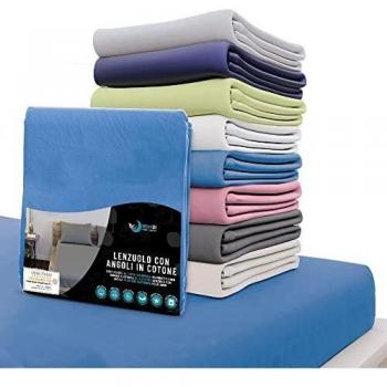 Lenzuola in Cotone Blu per Materasso 140 x 200 x 22 cm