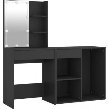 Coiffeuse à LED avec miroir et rangement 60 x 40 x 140 cm noir