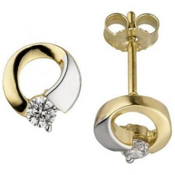 JOBO 333 Gold Ohrsetzer – Bicolor, mit funkelndem Zirkonia