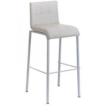 Metal Bar Stool AVOLA – 3‑Stufen‑Rollen, weiße Metallbasis, Kunstleder