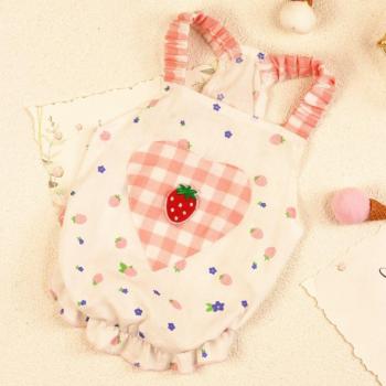 Spring Cute Pet Clothing Strawberry Print Cat Dress