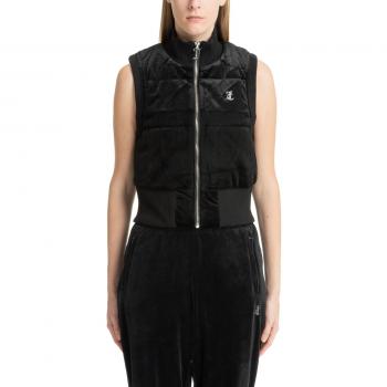 Juicy Couture Black Swarovski Logo Zip Vest – L