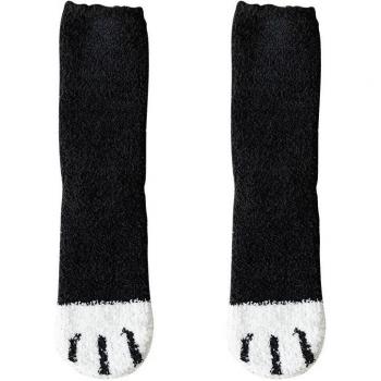 Calcetines de casa para mujer, cálidos y gruesos, con dibujos de pata de gato para el invierno