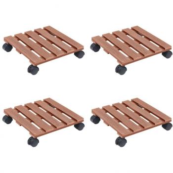 Chariots à plantes en WPC 4 pcs Marron 30x30x7,5 cm