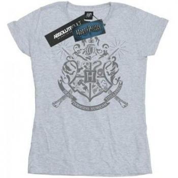 Harry Potter Damen T-Shirt mit Zauberstäben und Hogwarts Abzeichen
