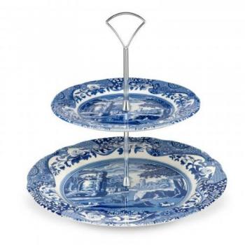 Présentoir à pâtisseries Spode Blue Italian à deux étages