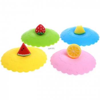 Couvercle de tasse en silicone, étanche, 4 pièces, design fruit mignon