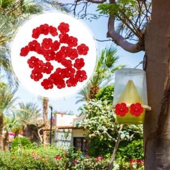 25 Pack of Red Plastic Hummingbird Feeder Flowers