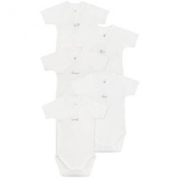 Lot de 5 bodies croisés manches courtes bébé PETIT BATEAU en coton