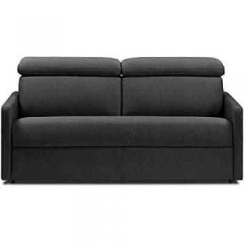 Canapé Convertible LUXIA Matelas 16 cm Express Sommier Lattes 160 cm Tissu Microfibre Graphite
