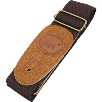 Ceinture de guitare en coton tissé, ajustable, pour guitare acoustique et électrique avec extrémités en cuir