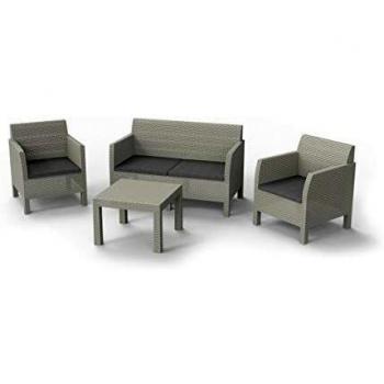 Set Giardino Matilde 4 posti Rattan Grigio Talpa