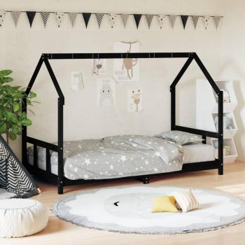 Cama para niños de madera de pino negro 90x190 cm