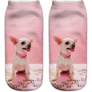 Chaussettes mignonnes Chihuahua pour femmes, imprimé 3D, coupe basse, Style CN005