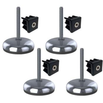 Pied de fixation inox 12×100×105 mm – Plateforme en caoutchouc + insert 40×40×1,2 mm