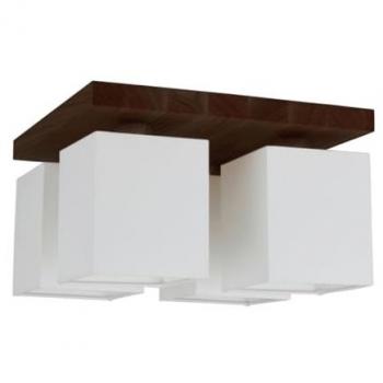 Caledonia – Lampada di Design in Legno e Tessuto, Color Marrone/bianco