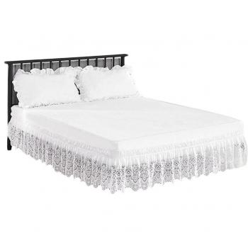 White Lace Bed Skirt for Twin Queen King