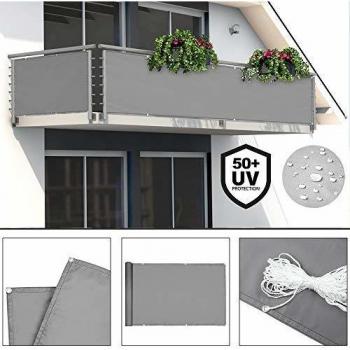 Telo Oscurante per Ringhiera Balcone 500x90 cm Effetto Cemento