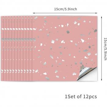 12Pcs Self-Adhesive Metal Tile Stickers for Home Decoration