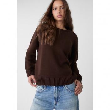 Stradivarius Blusa Collo Rotondo Marrone XS
