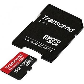 Transcend 16GB MicroSDHC Memory Card with Adapter, Class 10 UHS-I U1, Transcend TS16GUSDU1