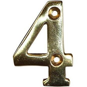 Numerino 4 di Ottone Brillante con Dimensioni 5,1x3,5 cm