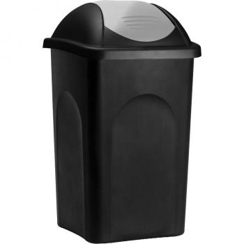 Poubelle de déchets 60L en plastique noir et argent