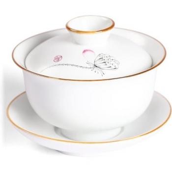 Bol Thé Gaiwan 5 oz – Porcelaine, Couverture & Soucoupe