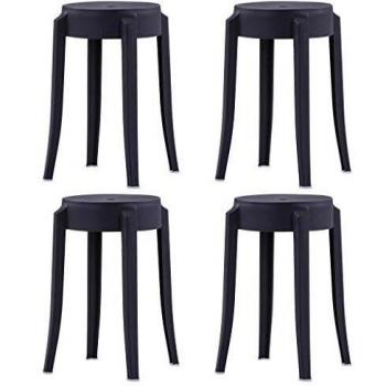 Stapelbare Hocker 4 Stück Schwarz Kunststoff