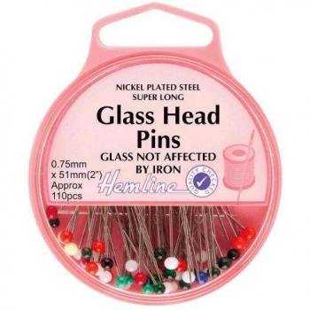 Hemline H679.XL Glass Head Pins with Nickel Plating