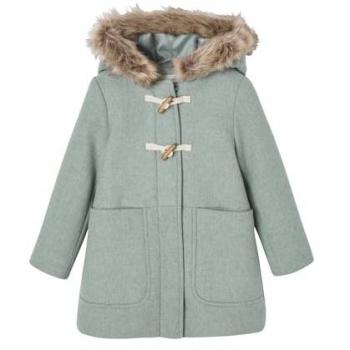 Grey‑Green Wool Hooded Duffel Coat, Toggle Closure, 5-6 Y