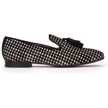 Pedro Miralles Mocasín modelo ETOSHA de tejido estampado pata de gallo blanco/negro color beige