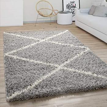 Tappeto moderno a pelo alto grigio 160x220 cm