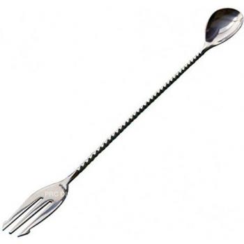 Beaumont Professional Stainless Steel Mezclar Cocktail Spoon With Fork 30cm