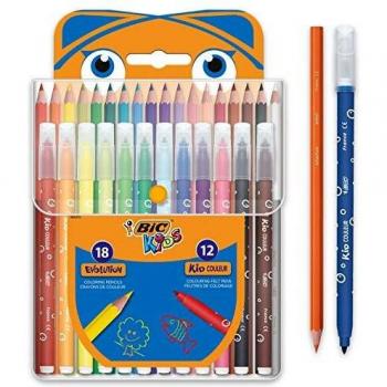 BIC Mal-Spaß-Set (18 Buntstifte + 12 Filzstifte)