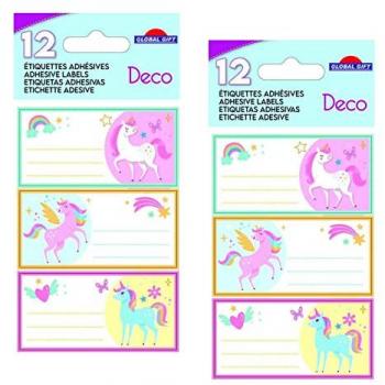 Unicorni Magici 24 Etichette Rettangolari per Scuola