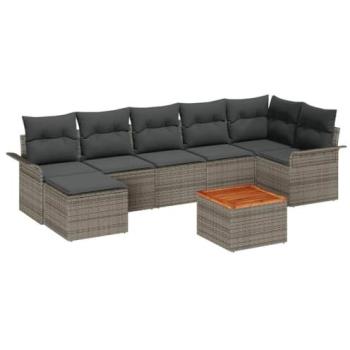 Garden Breeze 8‑Piece Sofa Ensemble, Grey Poly Rattan – VidaXL