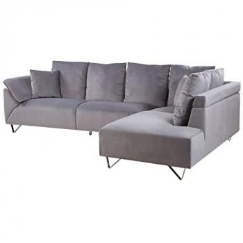 BELIANI Komfortables Ecksofa Grau 266 x 181 cm